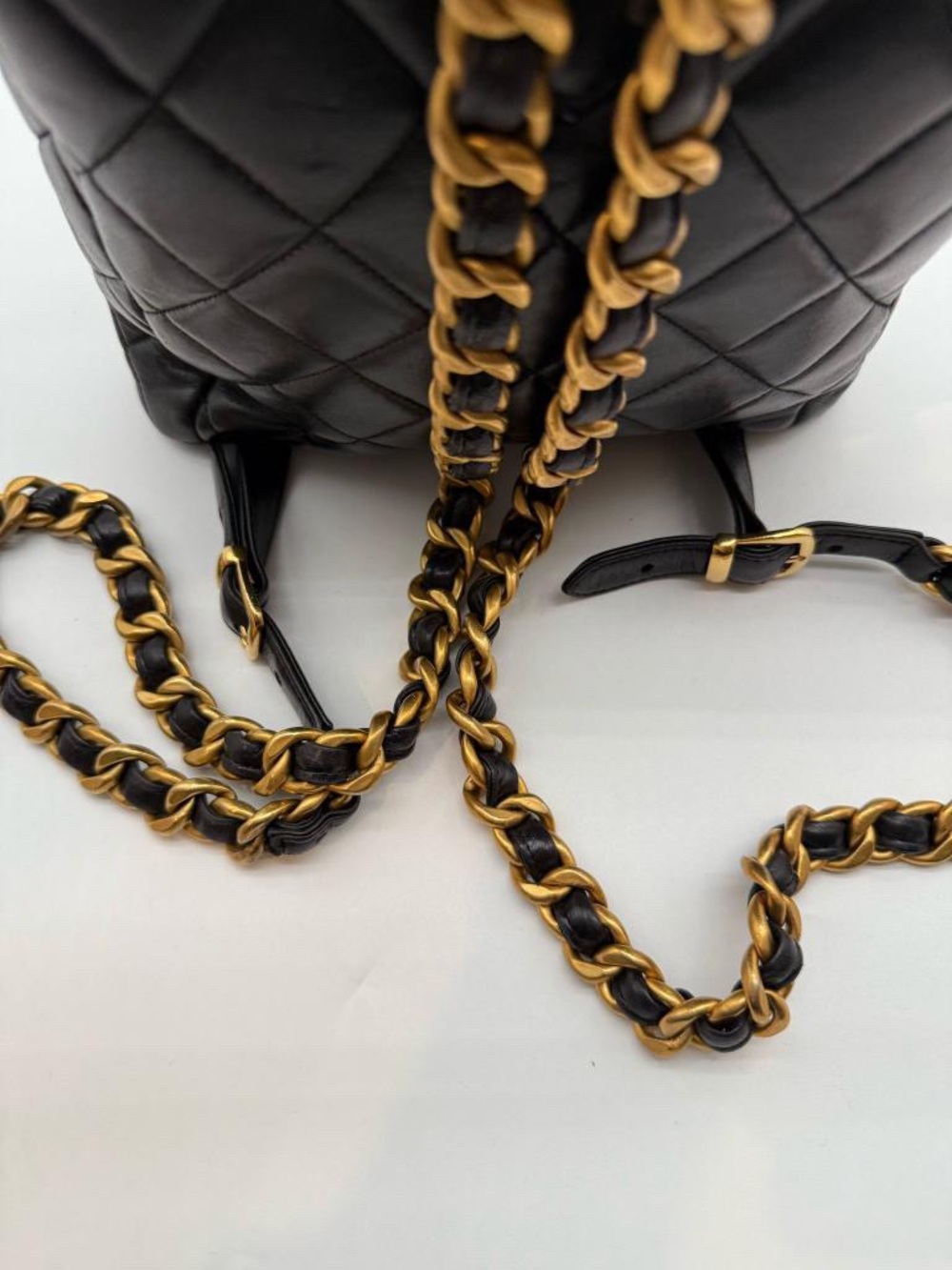CHANEL Black Quilted Lambskin Backpack with Gold Chain Detail - Picture 8 of 14